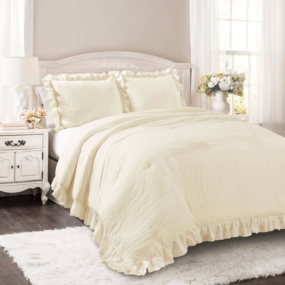 Lush Decor - Lush Décor 3pc Full/Queen Reyna Comforter Set Ivor Ivory